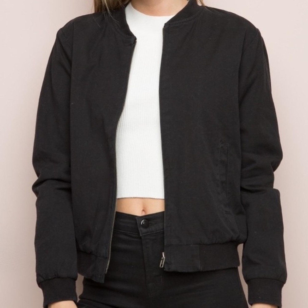 Brandy Melville Black Bomber Jacket (one size) (fits size small)